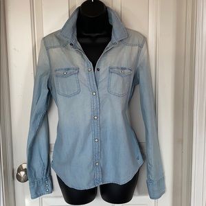 American Eagle Distressed Chambray Shirt